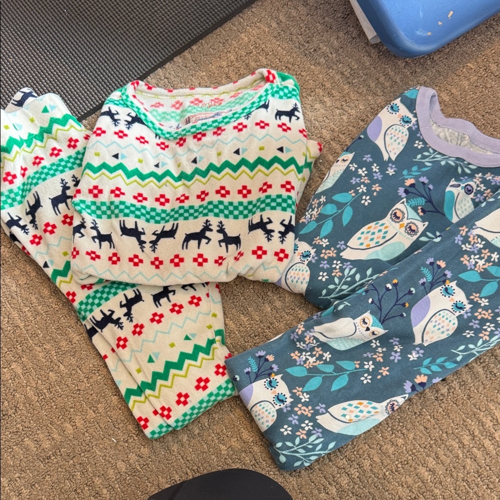 Kids Festive Pajama Set - Reindeer and Owl Prints 2 sets